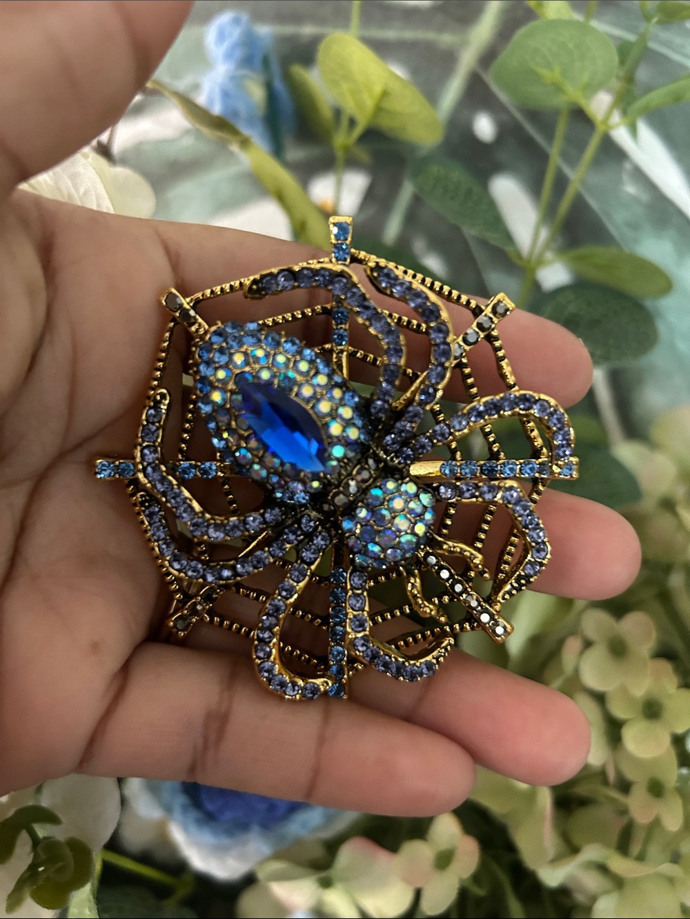 Blue Crystal spider Brooch - Women's Jewelry